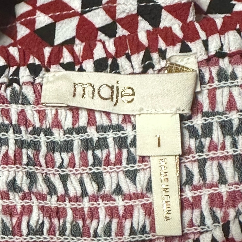 Maje Jalao Printed Ruffled Smocked Mini Skirt Siz… - image 6